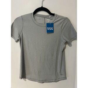 NWT DSG Girls Medium Movement Tee‎ Light Heather Gray Short Sleeve Shirt Spot